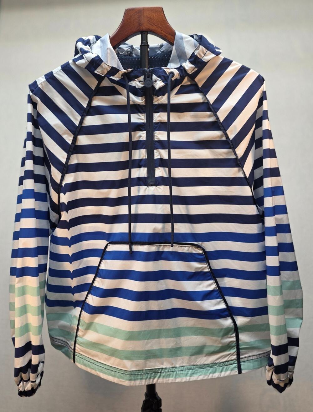 Hunter for Target Striped Rain Jacket Blue Mint Ombre Windbreaker Nautical (Med)